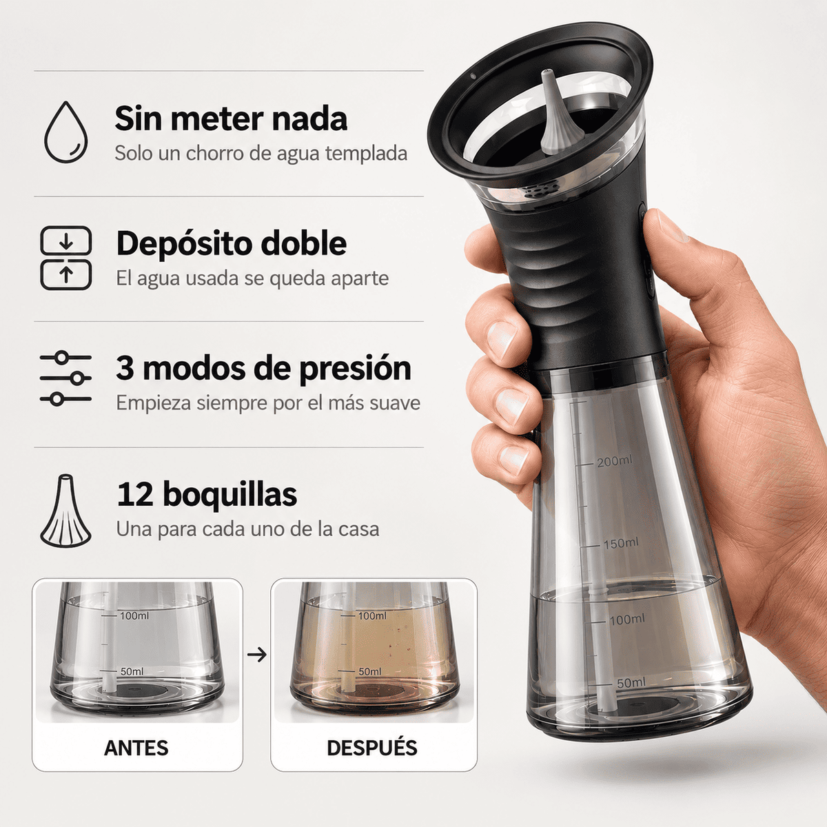 ATLAS LAB Kit Limpiador de Oídos por Agua | 3 Modos y 12 Boquillas